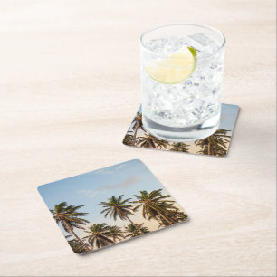 Dessous-de-verre Carré En Papier Palmiers de vacances tropicaux