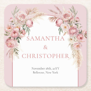 Dessous-de-verre Carré En Papier Pampas boho arche chic pampas eucalyptus