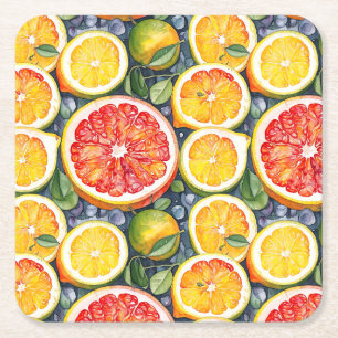 Dessous-de-verre Carré En Papier Pamplemousse, Limon et Citrons Citrus Thématique