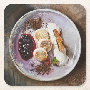 Dessous-de-verre Carré En Papier Pancakes au fromage aux baies - Gourmandise