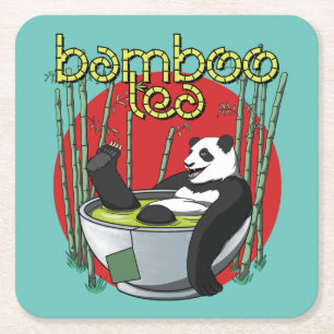 Dessous-de-verre Carré En Papier Panda pour boire du thé en bambou