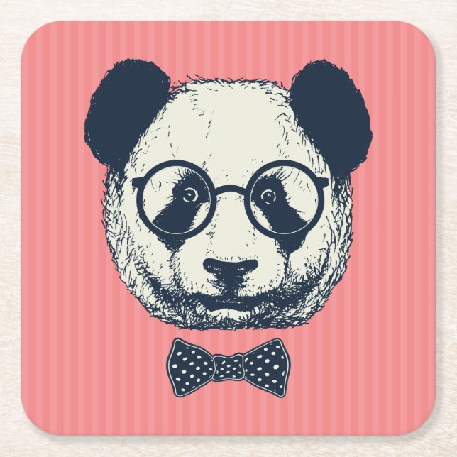 Dessous-de-verre Carré En Papier Panda Stripes (Devant)