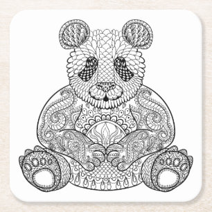 Dessous-de-verre Carré En Papier Panda tribal inspiré