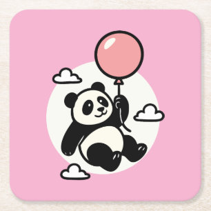 Dessous-de-verre Carré En Papier Panda Up & Away – Vin Zzep Art - T-Shirt