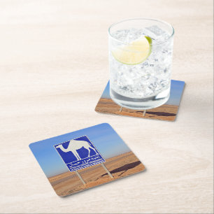 Dessous-de-verre Carré En Papier Panneau de chameaux, Tunisie