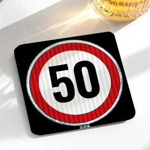 Dessous-de-verre Carré En Papier Panneau de signalisation de trafic pour 50e annive