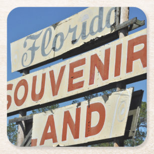 Dessous-de-verre Carré En Papier Panneau Florida Souvenir Land réutilisable