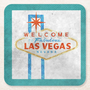 Dessous-de-verre Carré En Papier Panneau Las Vegas Aqua Border