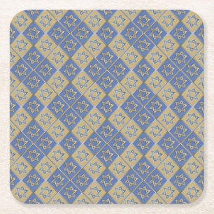 Dessous-de-verre Carré En Papier Panneaux d'art étoile de David bleu or