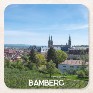 Dessous-de-verre Carré En Papier Panorama de la vieille ville historique de Bamberg