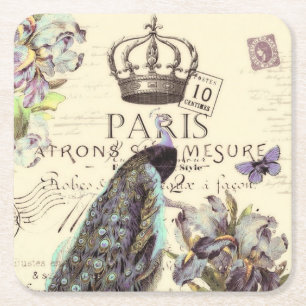 Dessous-de-verre Carré En Papier paon Royal Paris