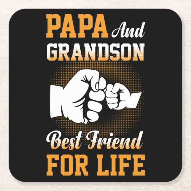 Dessous-de-verre Carré En Papier Papa Et Grandson Meilleur Ami Pour La Vie (Devant)