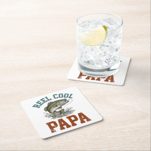 Dessous-de-verre Carré En Papier Papa pêche super cool pour la fête des pères