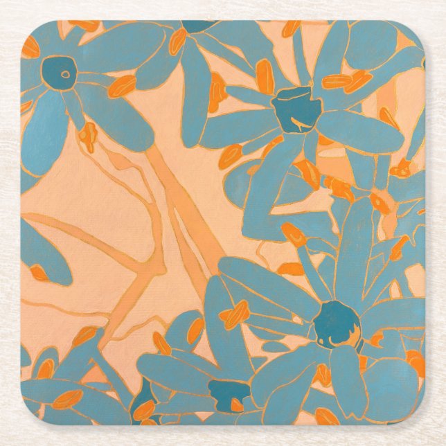 Dessous-de-verre Carré En Papier Paper Coaster Contemporary Leaf Design in Peach (Devant)