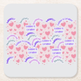 Dessous-de-verre Carré En Papier Paper coaster " Everyday is Caturday" 