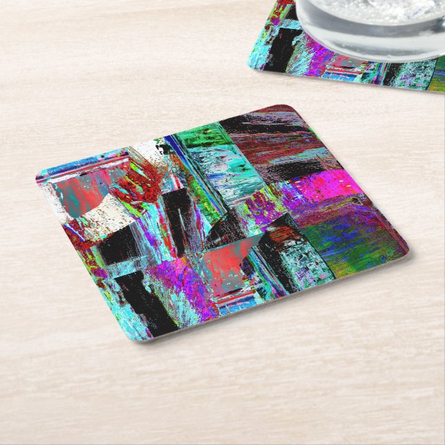 Dessous-de-verre Carré En Papier Paper Coaster – Neon Pulse (Incliné)