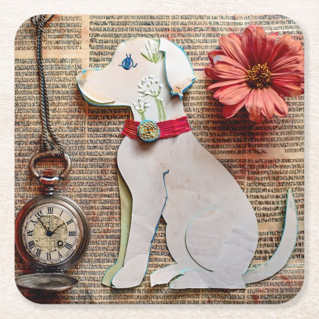Dessous-de-verre Carré En Papier Paper Dog Coaster (Devant)