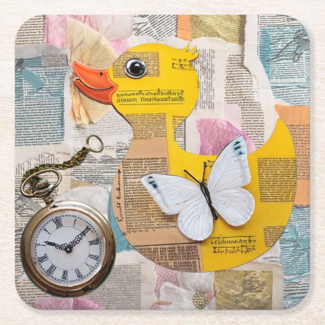 Dessous-de-verre Carré En Papier Paper Duck Coaster (Devant)