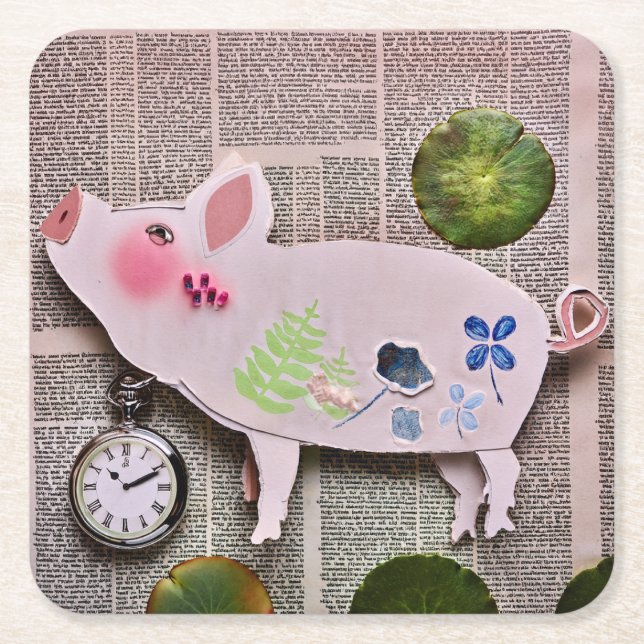 Dessous-de-verre Carré En Papier Paper Pig Coaster (Devant)