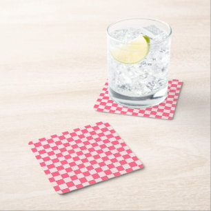 Dessous-de-verre Carré En Papier Papier carré à motif damier vert acide et noir