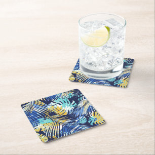 Dessous-de-verre Carré En Papier Papier Dessous de verre Palmes tropicales Imprimer