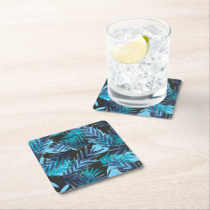 Dessous-de-verre Carré En Papier Papier Dessous de verre Palmes tropicales Imprimer