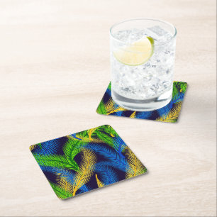 Dessous-de-verre Carré En Papier Papier Dessous de verre Palmes tropicales Imprimer