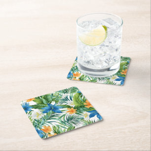 Dessous-de-verre Carré En Papier Papier Dessous de verre Palmes tropicales Imprimer