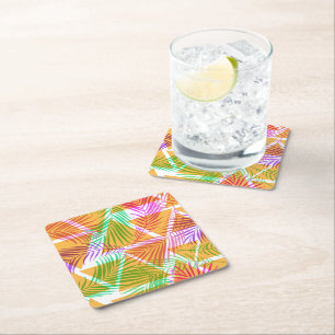 Dessous-de-verre Carré En Papier Papier Dessous de verre Palmes tropicales Imprimer