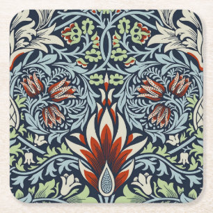 Dessous-de-verre Carré En Papier Papier peint floral Morris Navy Blue Snakeshead