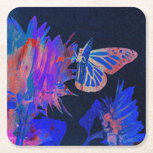 Dessous-de-verre Carré En Papier Papillon  (Devant)