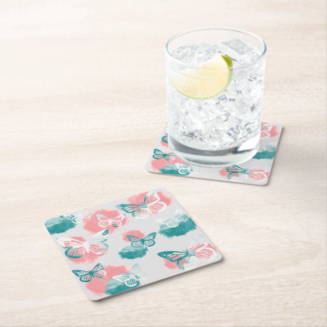 Dessous-de-verre Carré En Papier Papillon (En situation)