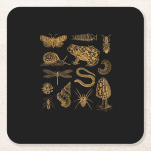 Dessous-de-verre Carré En Papier Papillon de nuit champignon grenouille goblincore 