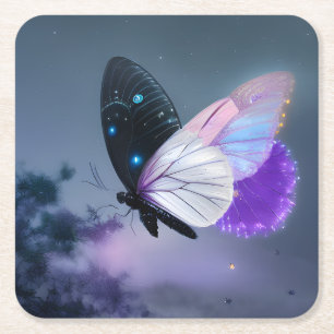 Dessous-de-verre Carré En Papier Papillon de nuit violet