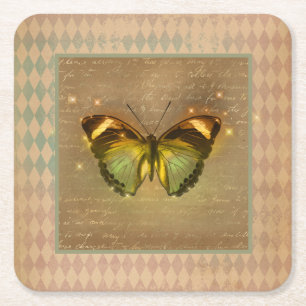 Dessous-de-verre Carré En Papier Papillon enchâssé vintage