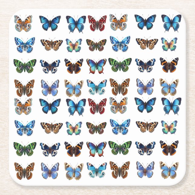 Dessous-de-verre Carré En Papier Papillons (Devant)