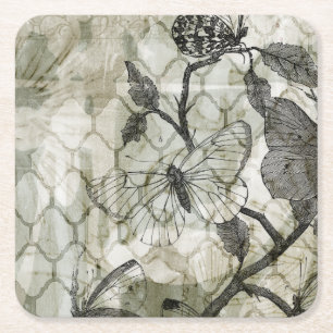 Dessous-de-verre Carré En Papier Papillons d'arabesque II
