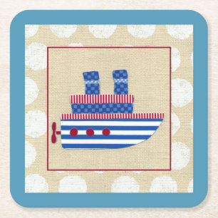 Dessous-de-verre Carré En Papier Paquebot avec le propulseur et les cheminées
