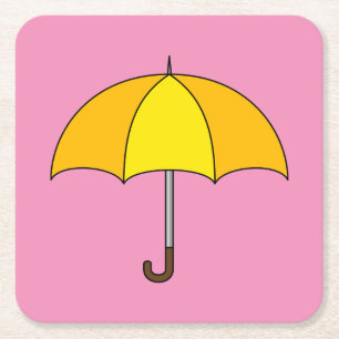 Dessous-de-verre Carré En Papier Parapluie Jaune