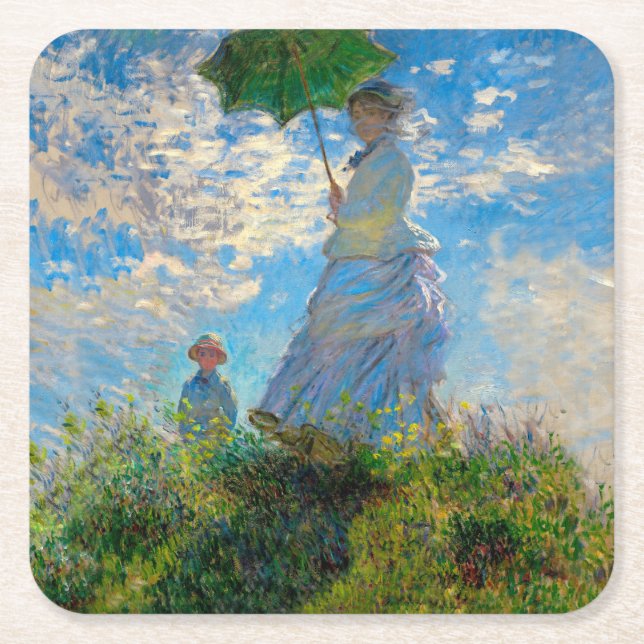 Dessous-de-verre Carré En Papier Parasol Monet Femme Impressionnisme (Devant)