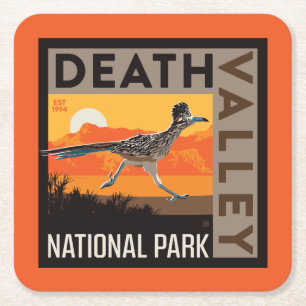 Dessous-de-verre Carré En Papier Parc national de Death Valley Roadrunner