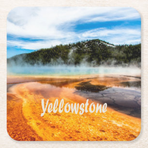 Dessous-de-verre Carré En Papier Parc national de Yellowstone Monts Nature Animaux