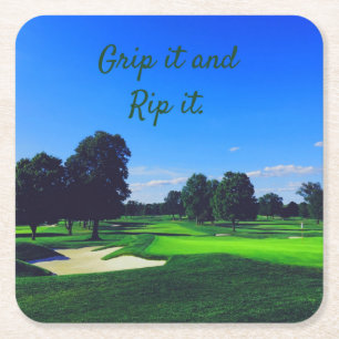 Dessous-de-verre Carré En Papier Parcours de golf Grip it et Rip it
