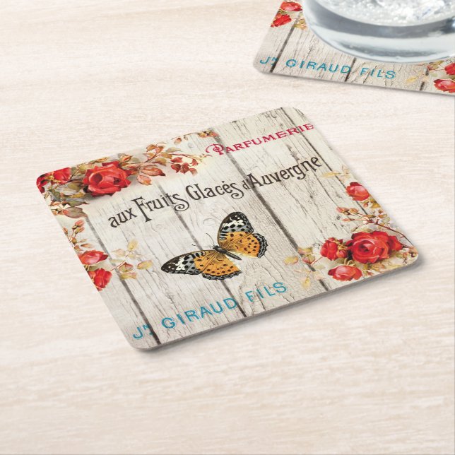 Dessous-de-verre Carré En Papier Paris Dessous de verre de fête d'anniversaire (Incliné)