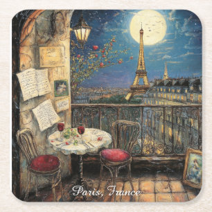 Dessous-de-verre Carré En Papier Paris romantique France Illustration de la Tour Ei