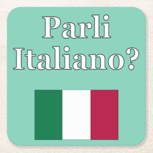 Dessous-de-verre Carré En Papier Parlez-vous italien ? en italien. Fanion