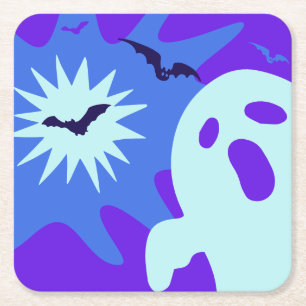 Dessous-de-verre Carré En Papier Parti d'Halloween Spooktaculaire rétro