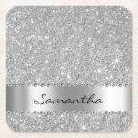Dessous-de-verre Carré En Papier Parties scintillant Diamond Argent Look Bling Spar<br><div class="desc">Ce design a été créé par art numérique et peut être personnalisé dans la zone fournie par le changement de la photo et/ou du texte. Vous pouvez également le customiser en choisissant l'option cliquer pour customiser une autre option et supprimer ou modifier la couleur de l'arrière - plan, ajouter du...</div>