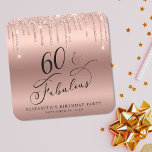 Dessous-de-verre Carré En Papier Parties scintillant d'or rose 60e fête d'anniversa<br><div class="desc">Chic coutume 60e anniversaire dessous de verre de fête avec "60 & Fabulous" en calligraphie élégante, un arrière - plan rose de faux feuille d'or et rose goutte à goutte de fausse parties scintillant d'or. Parfait pour la décoration des tables que les clients peuvent ramener à la maison comme une...</div>