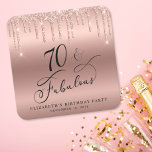 Dessous-de-verre Carré En Papier Parties scintillant d'or rose 70e fête d'anniversa<br><div class="desc">Dessous de verre chic pour sa fête de 70e anniversaire avec "70 & Fabulous" dans un script de calligraphie, un faux arrière - plan rose en or et rose en fausse parties scintillant en or. Parfait pour la décoration des tables que les clients peuvent ramener à la maison comme une...</div>